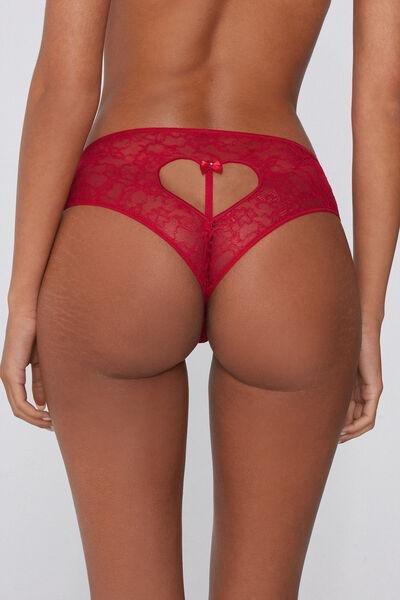 Red Heart Cut-Out Lace French Knickers, 5701_873V, large image number 2