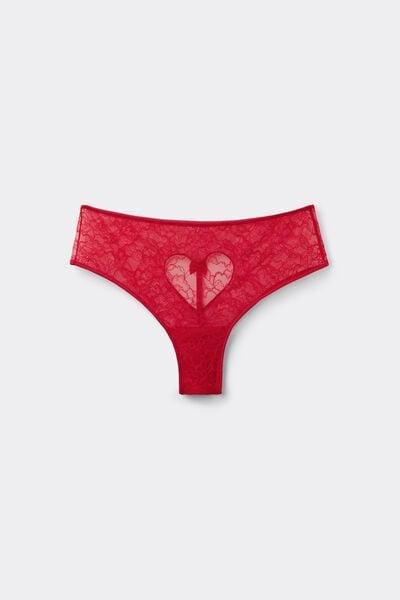 Red Heart Cut-Out Lace French Knickers, 5701_873V, large image number 4
