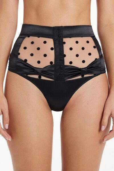 Black High Waisted Culottes Polka Dots, , large image number 0