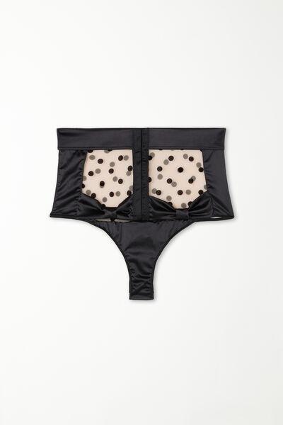 Black High Waisted Culottes Polka Dots, , large image number 4