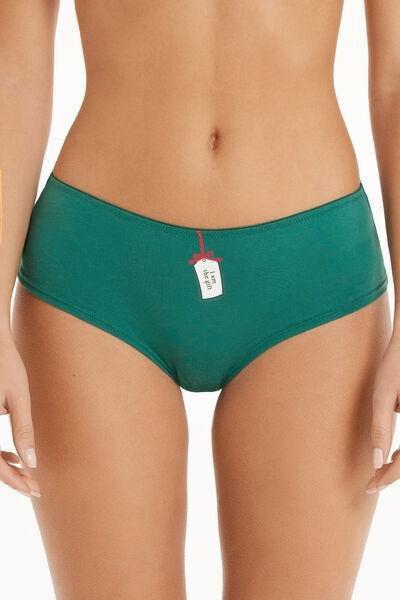 Green Christmas Print French Knickers, , large image number 1