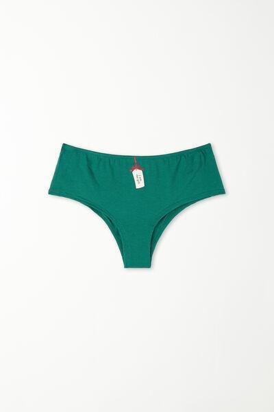 Green Christmas Print French Knickers, , large image number 4