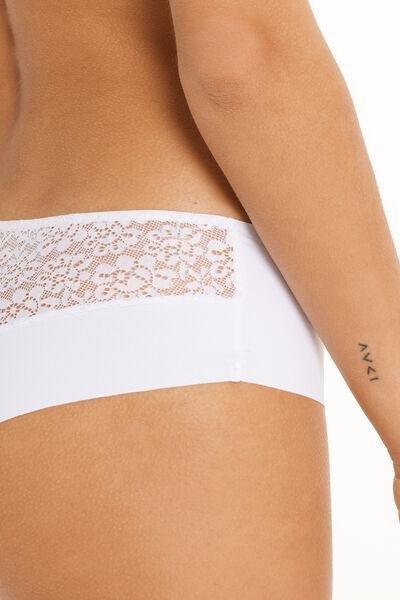 Tezenis - White Laser Cut Microfibre And Recycled Lace French Knickers