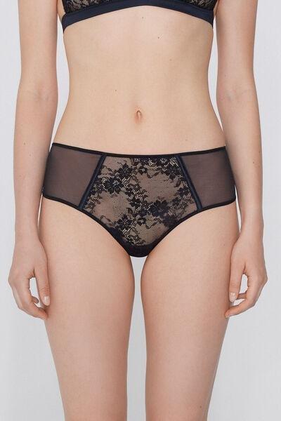 Black Empire Lace French Knickers, Black, large image number 1