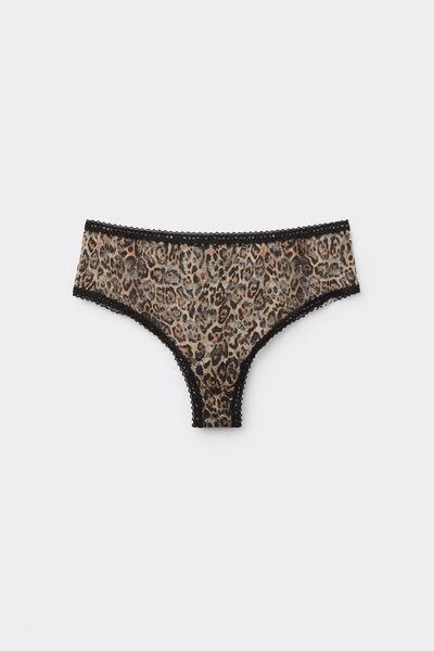 Brown Iconic Leopard Brazilian Cut French Knickers, 5701_811Y, large image number 4