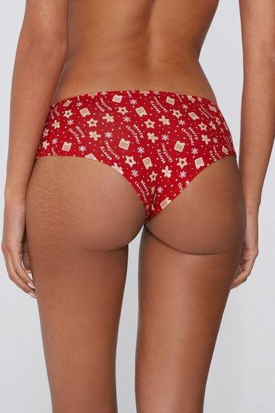 Red All-over Christmas Print Cotton French Knickers, 5701_993Y, large image number 2