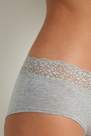 Tezenis - Grey Blend Cotton And Recycled Lace French Knickers