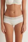 Tezenis - Cream Cotton And Recycled Lace French Knickers