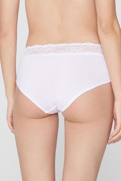 White Cotton French Knickers, White, medium
