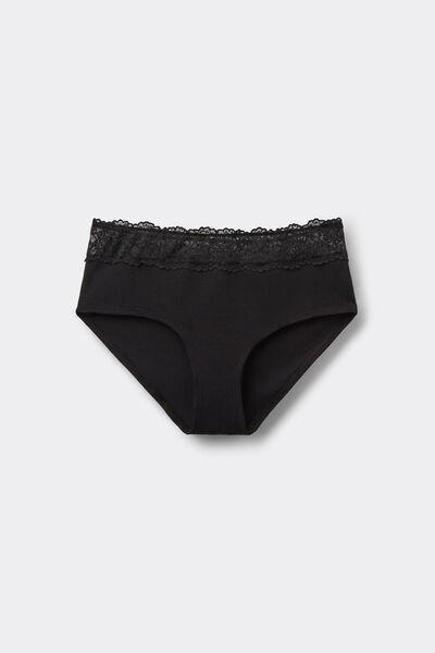 Black Cotton French Knickers, Black, large image number 4