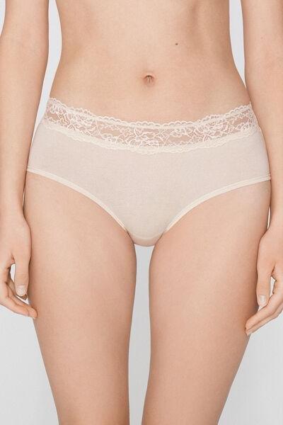 Cream Embroidered Cotton French Knickers, Ivory Cream, large image number 1