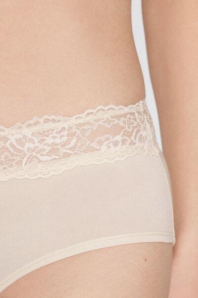 Cream Embroidered Cotton French Knickers, Ivory Cream, large image number 3
