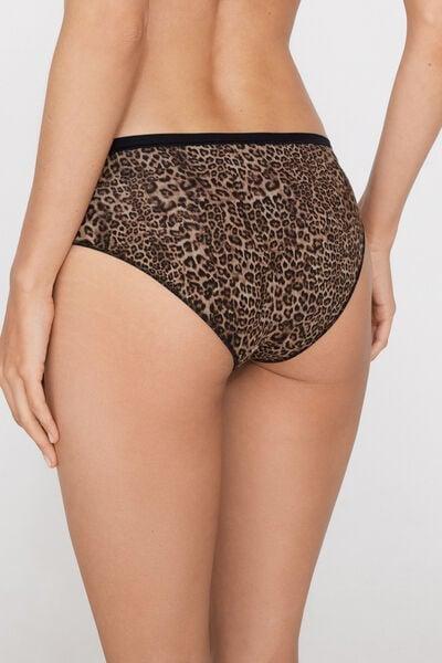 Brown Animal Print Cotton Briefs, 5701_519Z, large image number 2