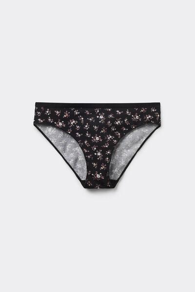 Black Flower Printed Cotton Briefs, 5701_681Z, large image number 0