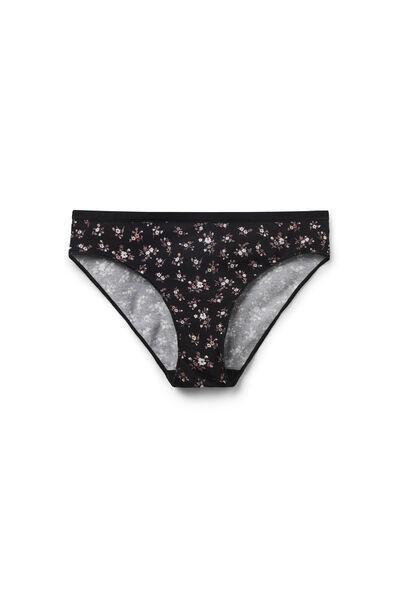 Black Flower Printed Cotton Briefs, 5701_681Z, large image number 1