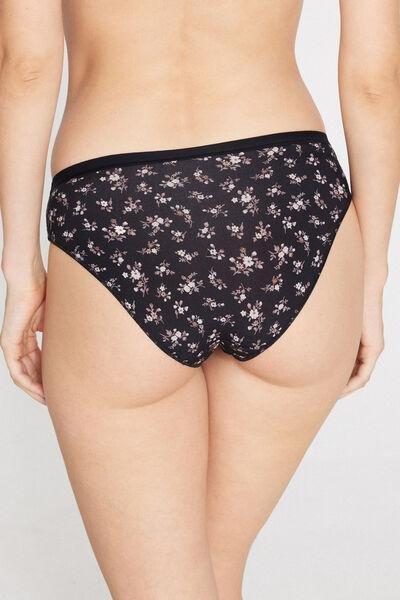 Black Flower Printed Cotton Briefs, 5701_681Z, large image number 2