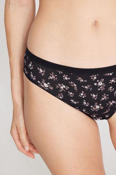 Black Flower Printed Cotton Briefs, 5701_681Z, large image number 3