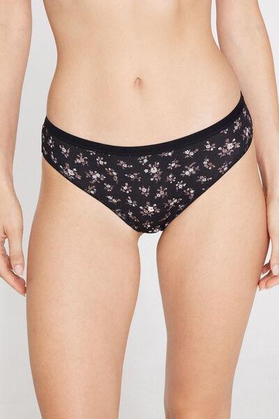 Black Flower Printed Cotton Briefs, 5701_681Z, large image number 4
