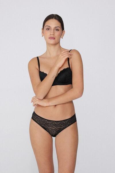 Black Crochet-Effect Briefs, Black, large image number 1