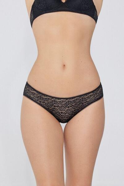 Black Crochet-Effect Briefs, Black, large image number 2