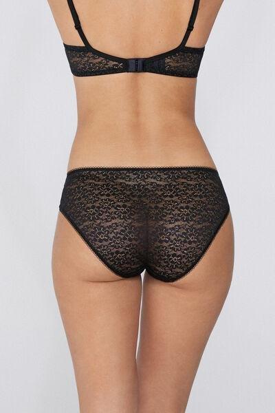 Black Crochet-Effect Briefs, Black, large image number 4