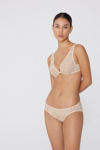 Beige Classic Lace Briefs, Ivory Cream, medium