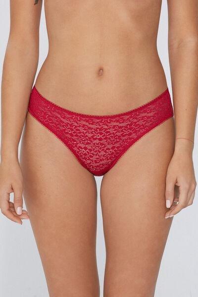 Red Classic Lace Briefs, , medium