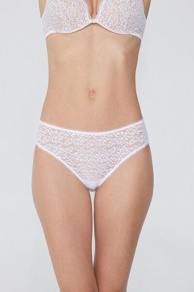 White High-Cut Recycled Lace Pants, White, large image number 1