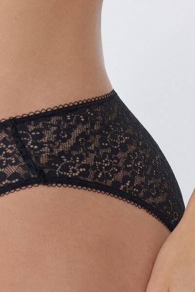 Black High-Cut Recycled Lace Pants, Black, large image number 2