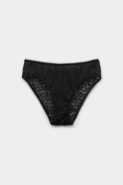 Black High-Cut Recycled Lace Pants, Black, large image number 3