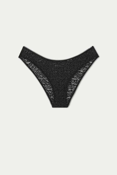 Black High-Cut Recycled Lace Pants, Black, large image number 4