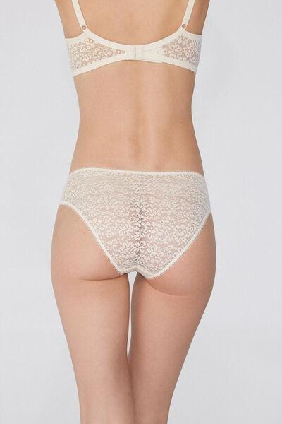Cream High-Cut Recycled Lace Pants, Ivory Cream, large image number 2