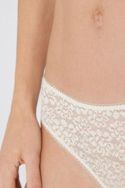 Cream High-Cut Recycled Lace Pants, Ivory Cream, large image number 3