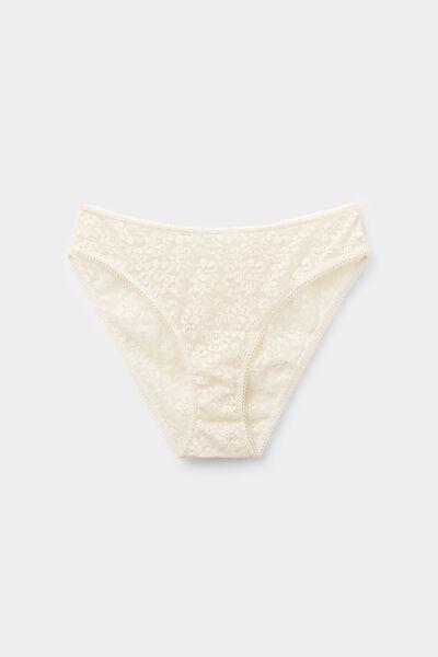 Cream High-Cut Recycled Lace Pants, Ivory Cream, large image number 4