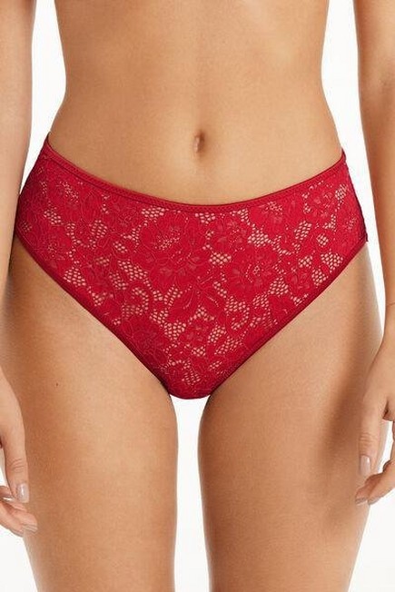 Tezenis Red Lace High Waist Knickers