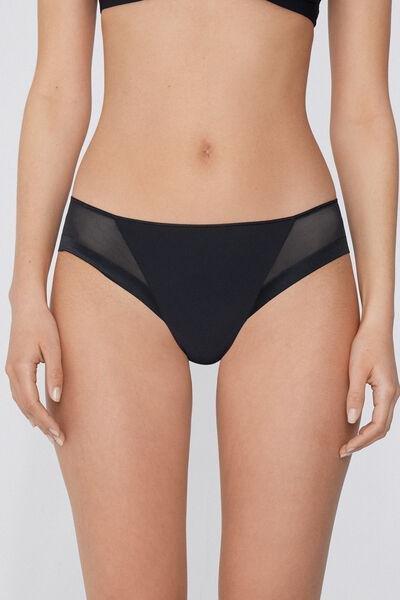 Black Essential Tulle Knickers, , large image number 0