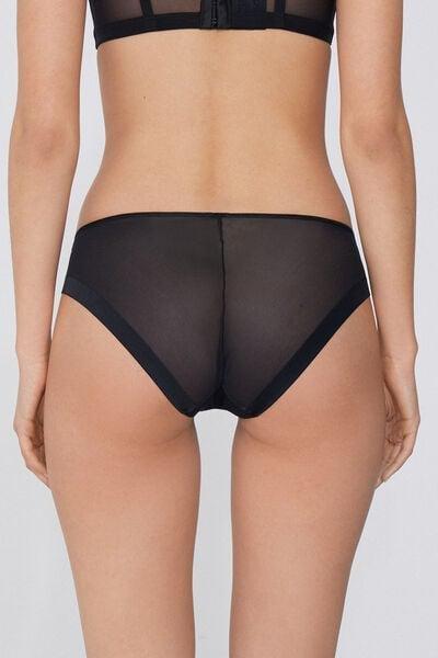 Black Essential Tulle Knickers, Black, medium