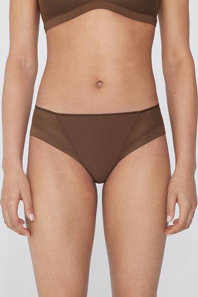 Brown Essential Tulle Knickers, , large image number 0