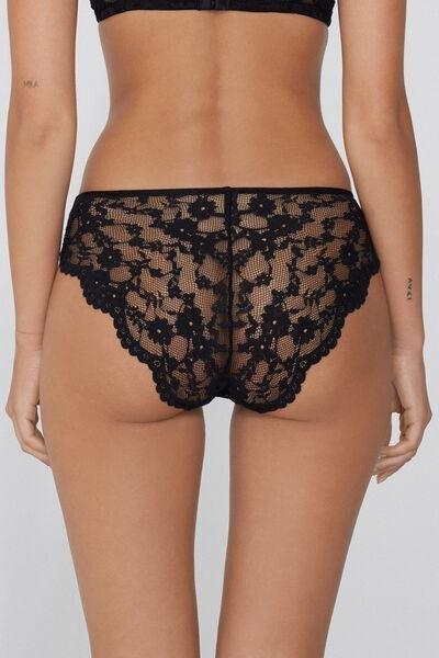 Black Eternal Cotton Lace Briefs, Black, medium