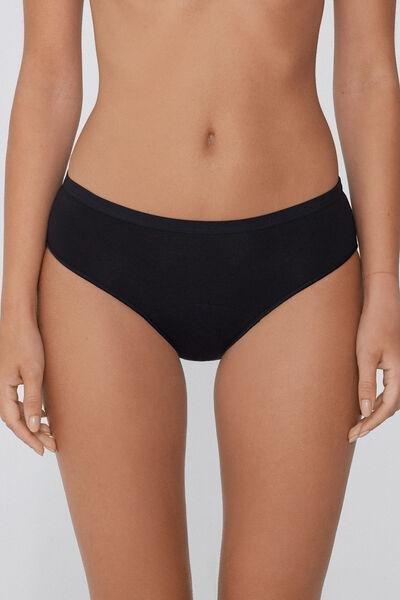 Black Medium Flow Period 100% Cotton Panties, Black, large image number 1