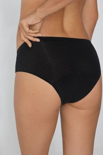 Black Heavy Flow Cotton 100% Period Pants, Black, large image number 3