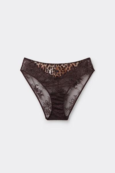 Grey Classic Animal Print Lace Briefs, 5701_983Y, large image number 4