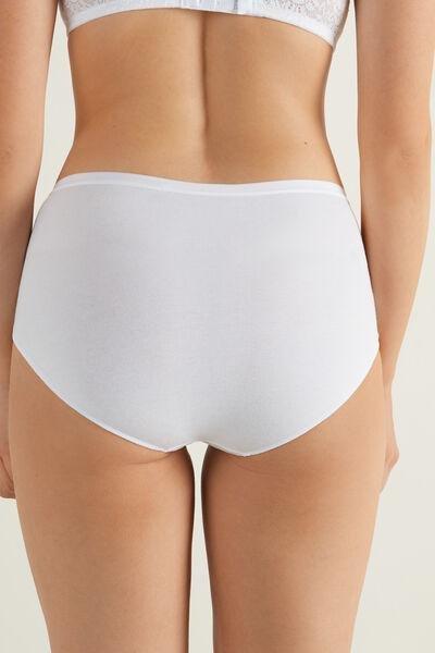 Tezenis White Cotton And Recycled Lace High-Waist Knickers