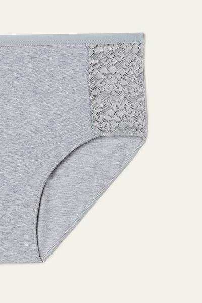 مزيج من القطن باللون الرمادي ال"اتح ودانتيل معاد تدويره بخصر مرت"ع ، للنساء, Light Grey Blend, large image number 6