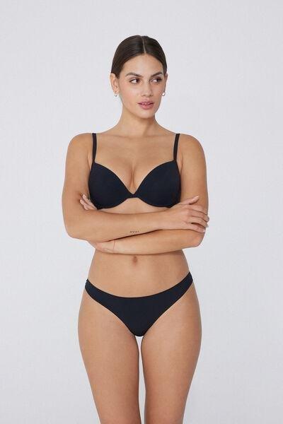 Tezenis Black High-Waist G-String With Cut-Out Laces