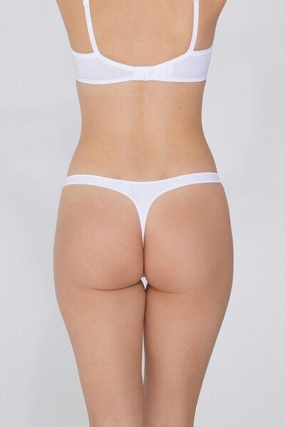 White Recycled Microfibre G-String, White, medium