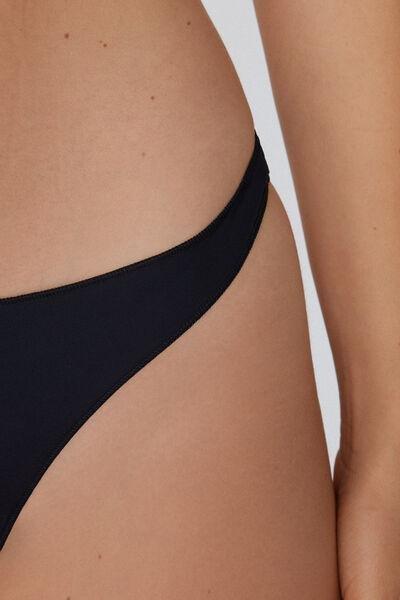 Black Microfiber Thong, Black, large image number 3