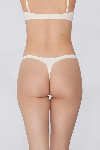 Cream Recycled Microfibre G-String, Ivory Cream, large image number 2