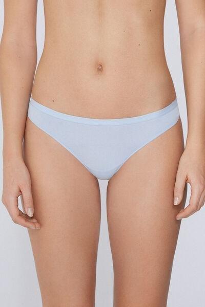 Blue Organic Cotton Thong Panties, , large image number 1