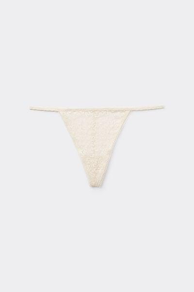 Cream Lace-Detailed G-String, Ivory Cream, large image number 3